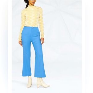 Nanushka kyma electric blue cropped kick flare trousers